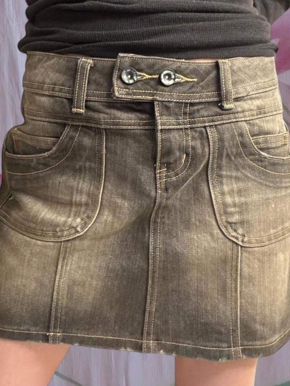 Highway Denim Mini Skirt. Gray Size 4